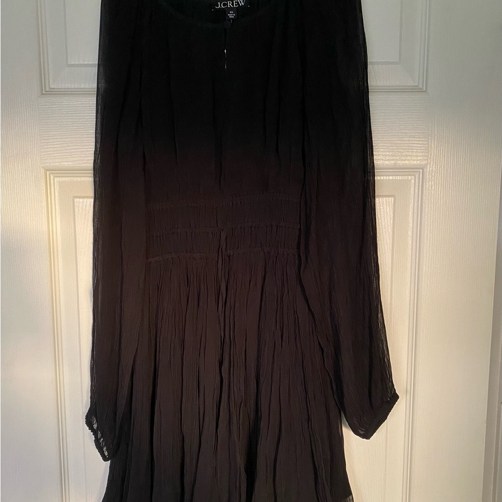 J Crew Elena Long Sleeve Black Chiffon Dress - Picture 13 of 13